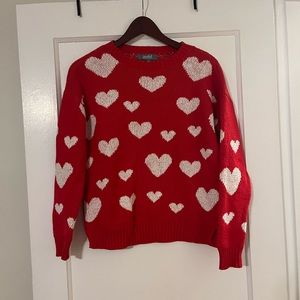 Red & White Heart Sweater